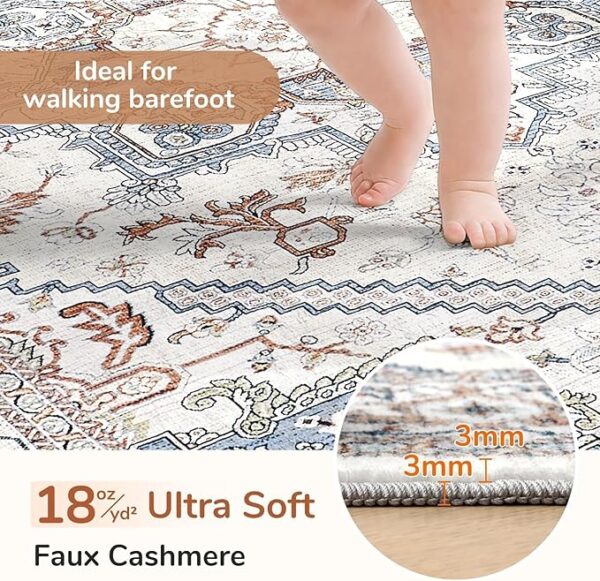 Soft Neutral Area Rugs 5x7, 5x7 Washable Rug - Image 2