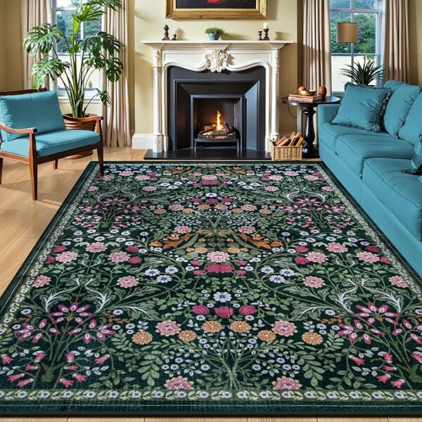 8x10 Area Rugs for Living Room: Floral Washable
